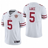 Nike 49ers 5 Trey Lance White 75th Anniversary Vapor Untouchable Limited Jersey Dzhi,baseball caps,new era cap wholesale,wholesale hats
